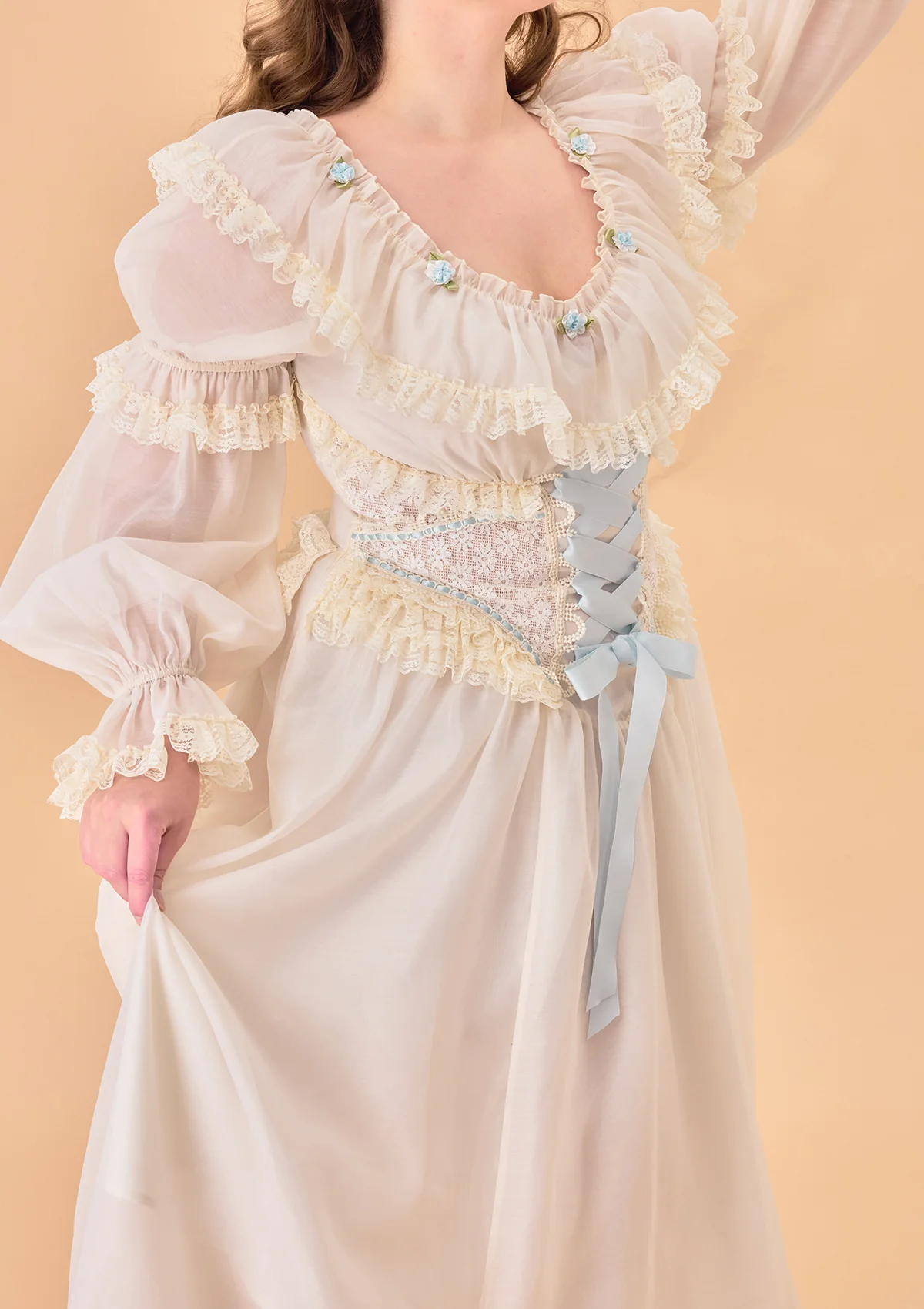 Curve & Plus Blue Hydrangea Corset Dress - Image 4