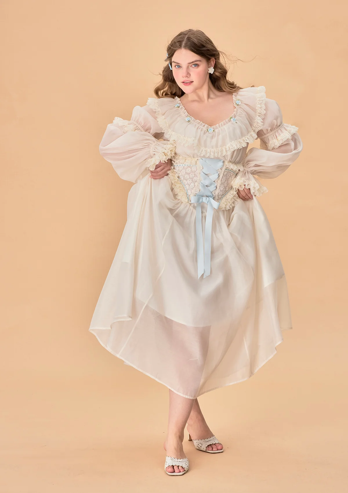 Curve & Plus Blue Hydrangea Corset Dress - Image 5