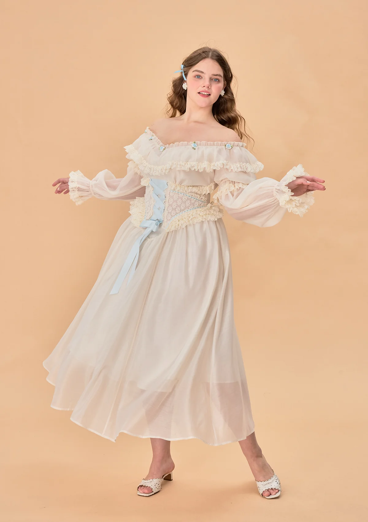 Curve & Plus Blue Hydrangea Corset Dress - Image 6