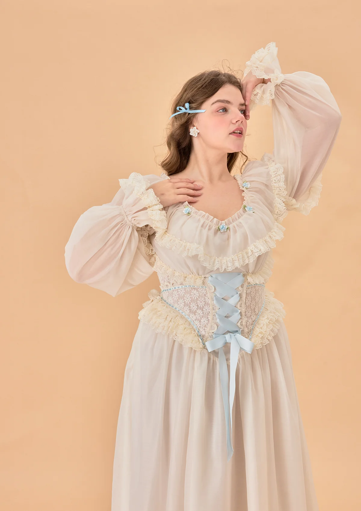 Curve & Plus Blue Hydrangea Corset Dress - Image 9