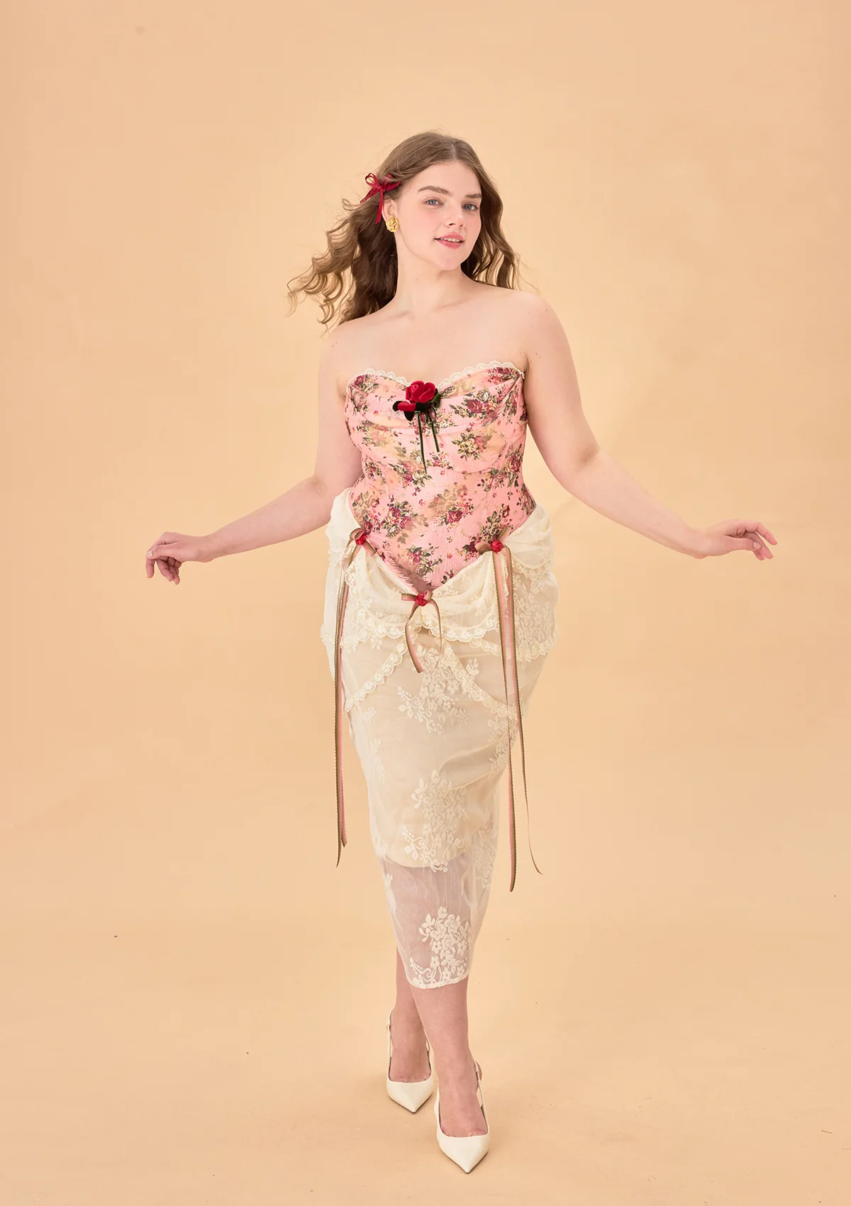 Curve & Plus Rose Sous La Lune Corset Dress - Image 3