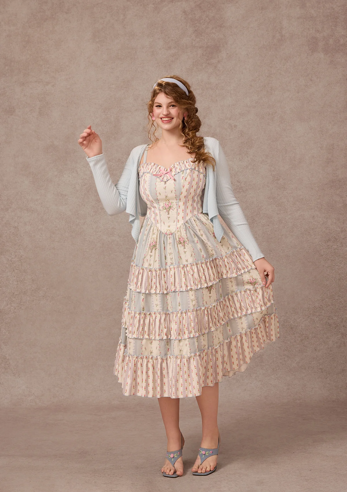 Curve&Plus Strawberry Farm Knit Cardigan（Blue） - Image 5