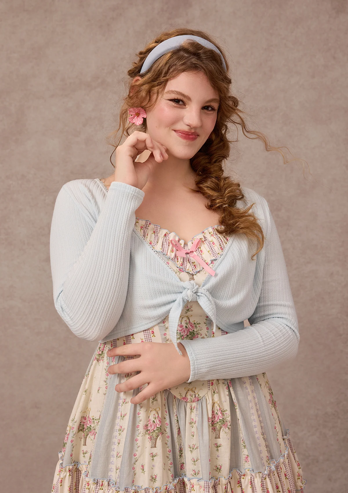 Curve&Plus Strawberry Farm Knit Cardigan（Blue） - Image 6