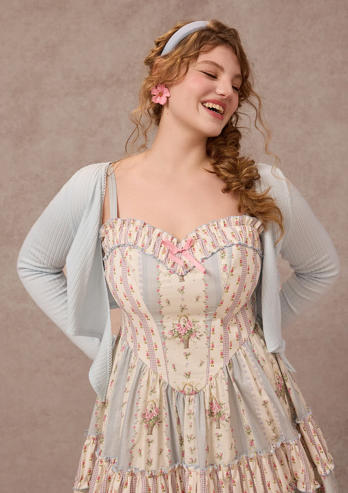 Curve&Plus Strawberry Farm Knit Cardigan（Blue） - Image 7