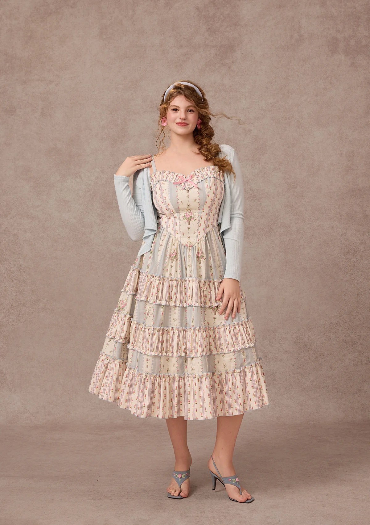 Curve&Plus Strawberry Farm Knit Cardigan（Blue） - Image 8