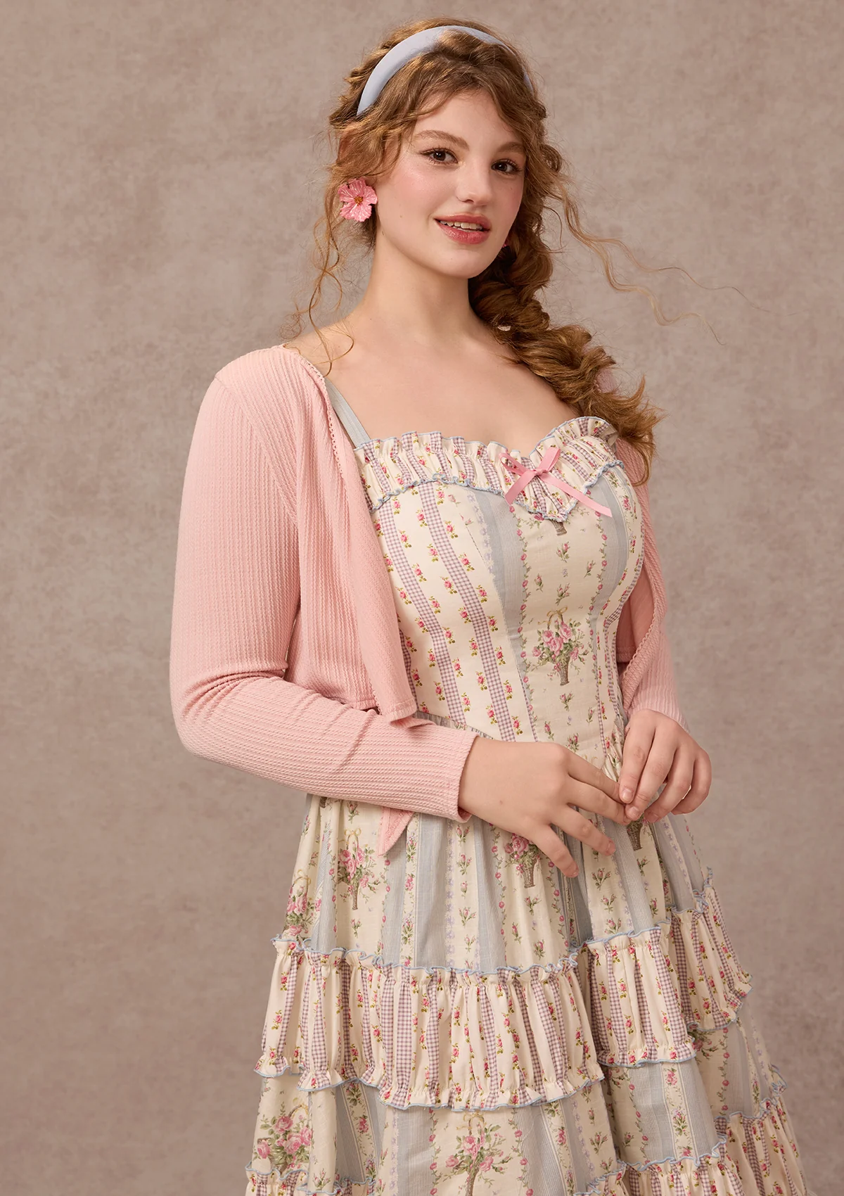Curve&Plus Strawberry Farm Knit Cardigan(Pink) - Image 3