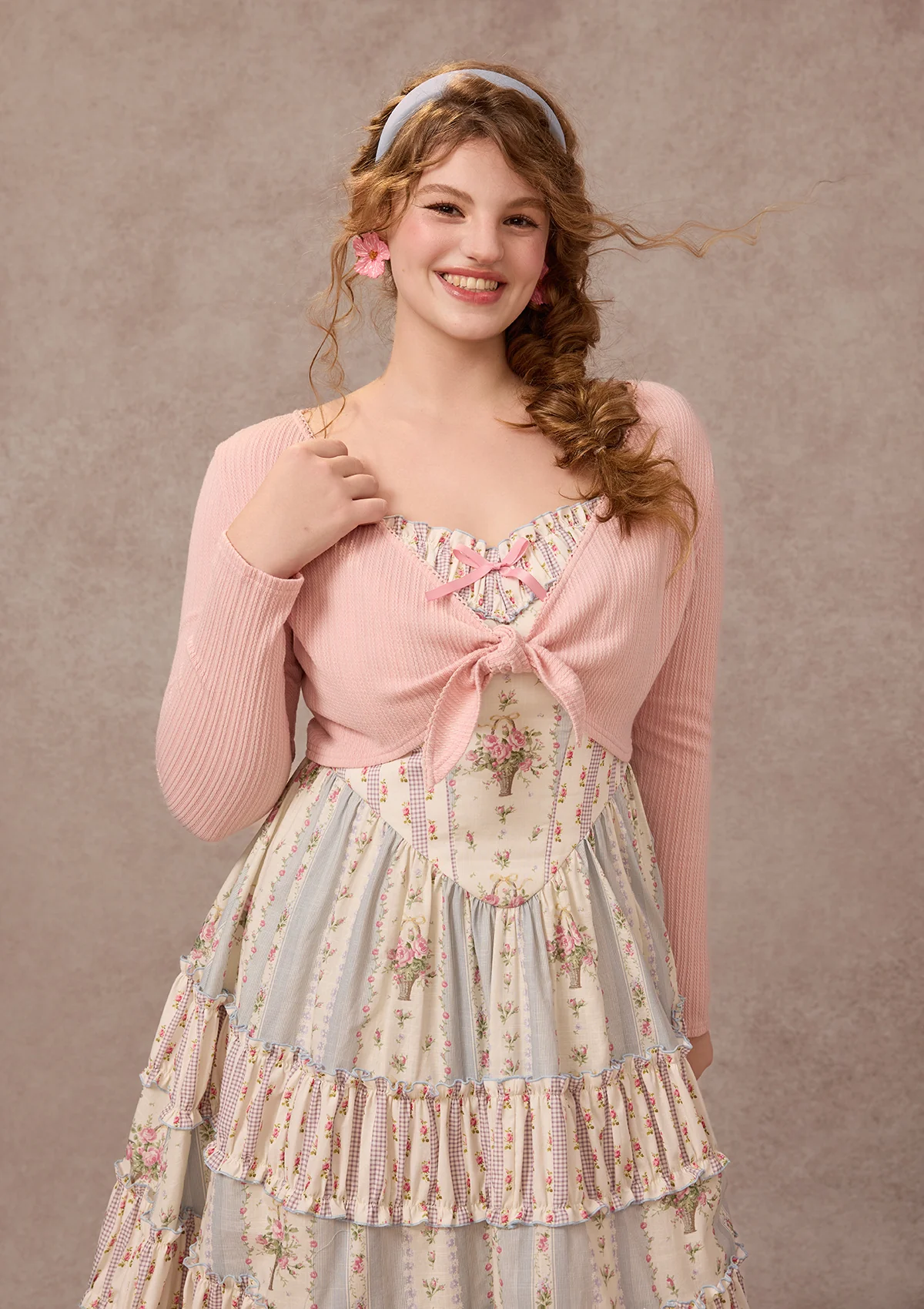 Curve&Plus Strawberry Farm Knit Cardigan(Pink) - Image 4
