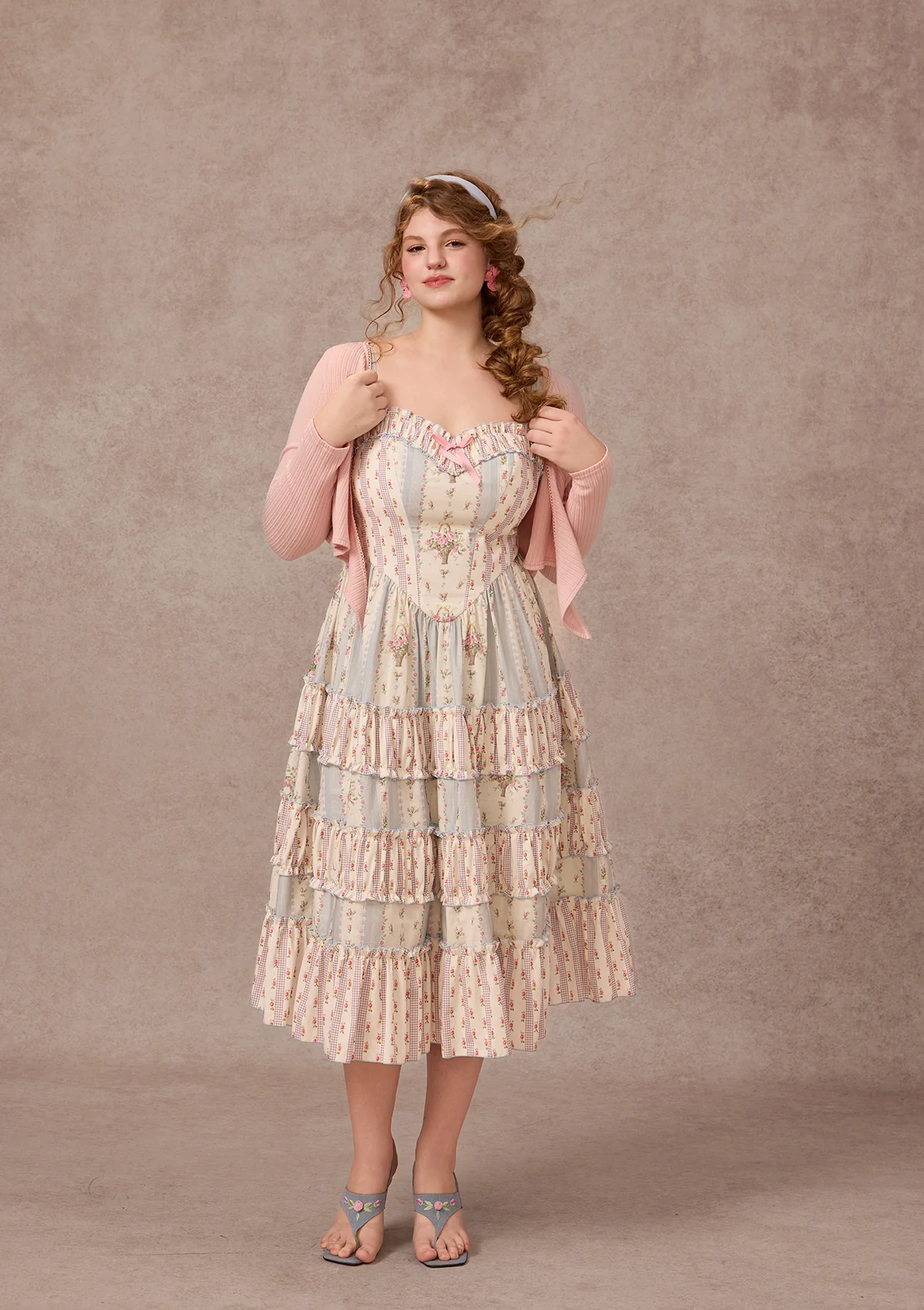 Curve&Plus Strawberry Farm Knit Cardigan(Pink) - Image 5