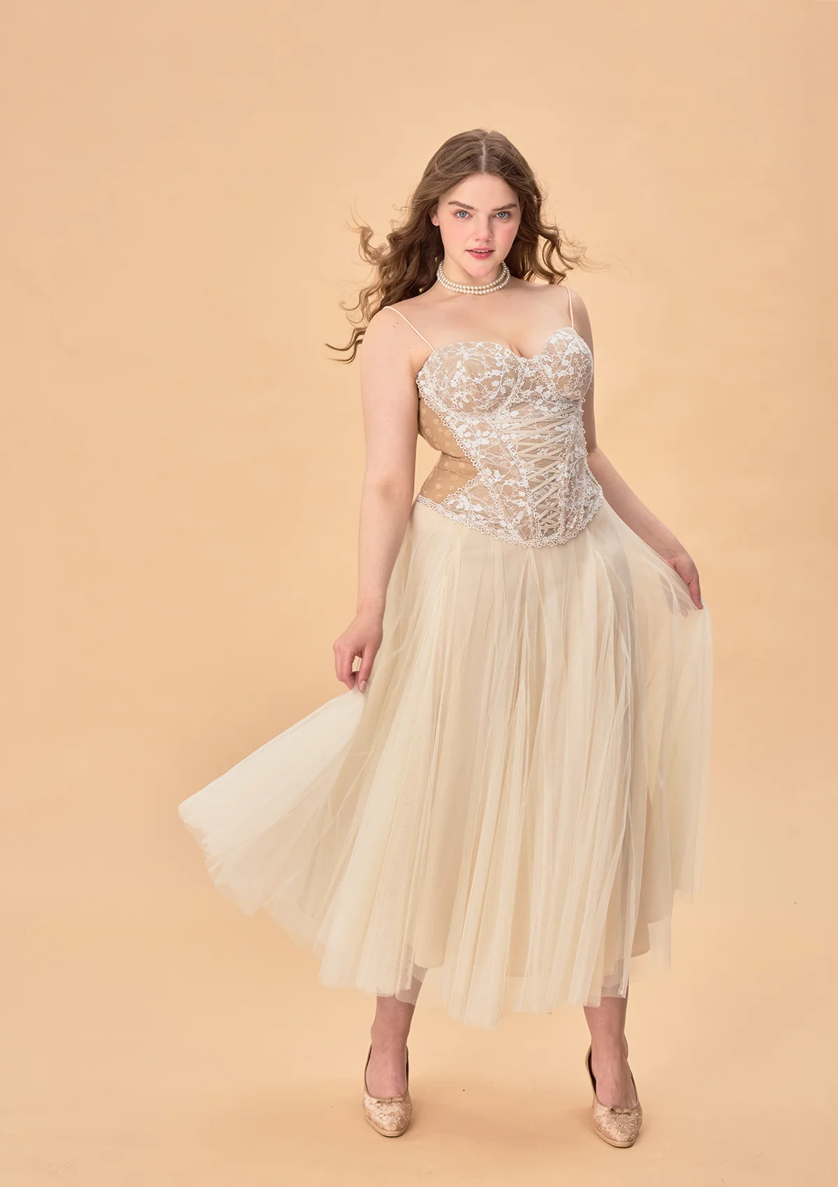 Curve & Plus "White Moon, Weaving Dreams"Gauze Skirt - Image 4