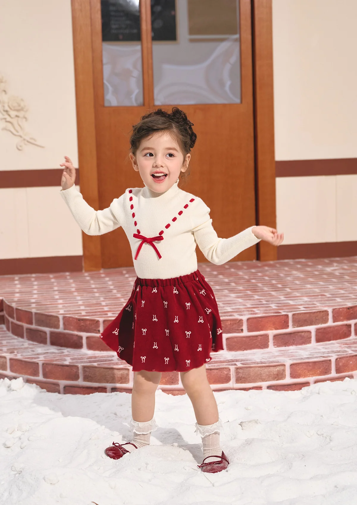 Toddler Girl Strawberry Newspaper Office Skirt - Image 4