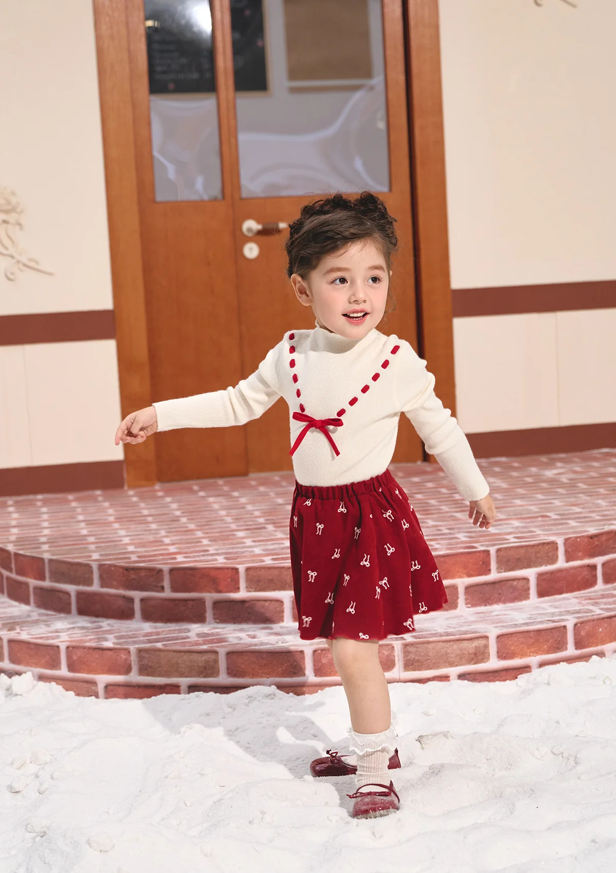 Toddler Girl Strawberry Newspaper Office Skirt - Image 5